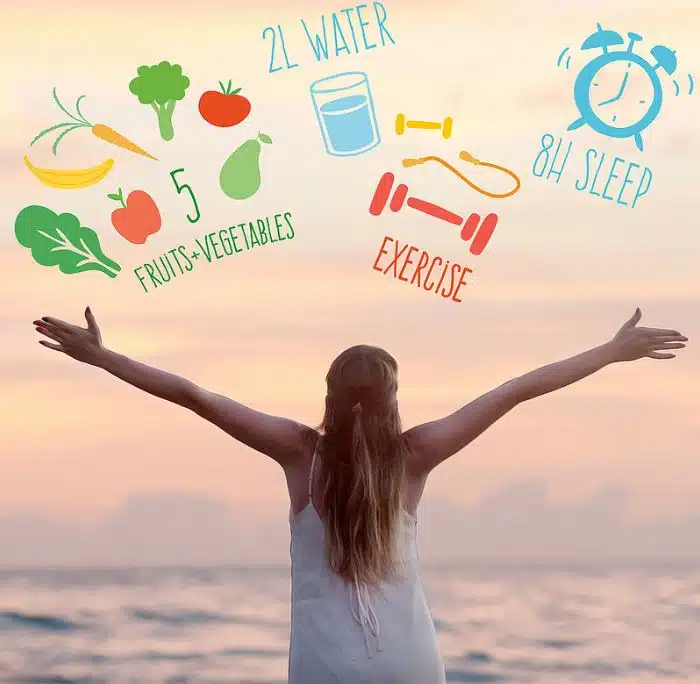bonnes habitudes mode de vie sain sommeil exercice hydratation