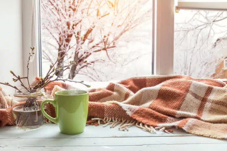 fen&ecirc;tre froid automne hiver tasse chaude
