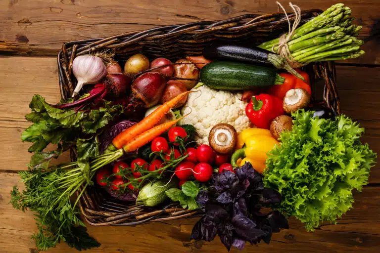L&eacute;gumes frais en panier plantes potag&egrave;res potager