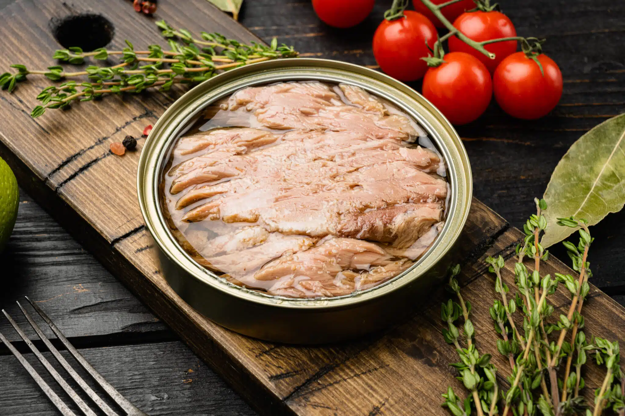 Bo&icirc;te de thon ouverte huile de thon