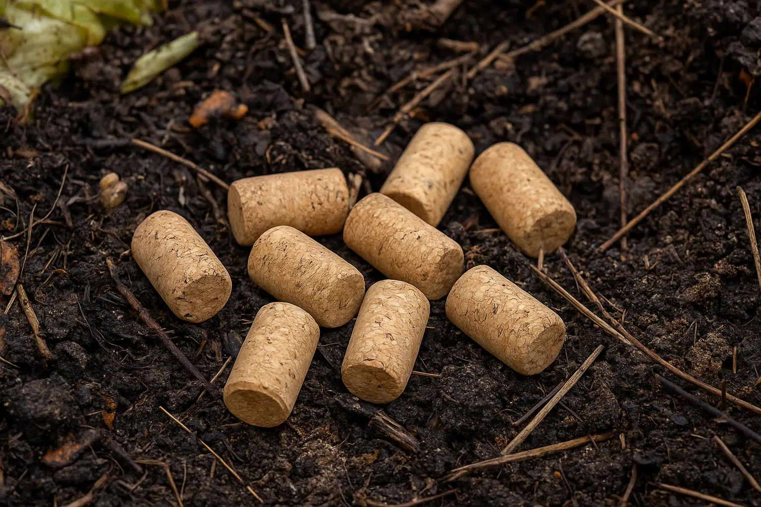 bouchons li&egrave;ge compost terre jardin