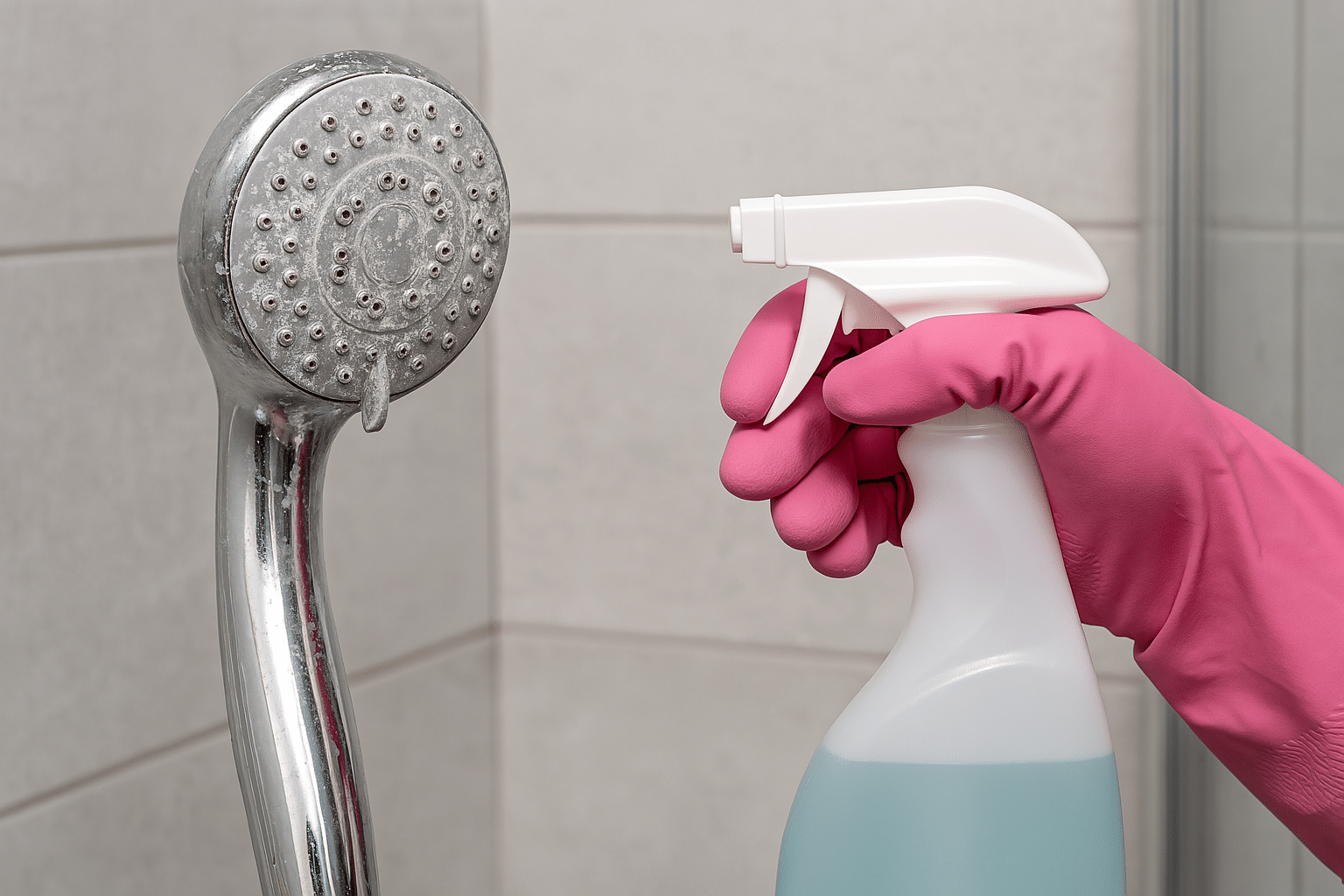 pommeau de douche plein de calcaire nettoyage du tartre