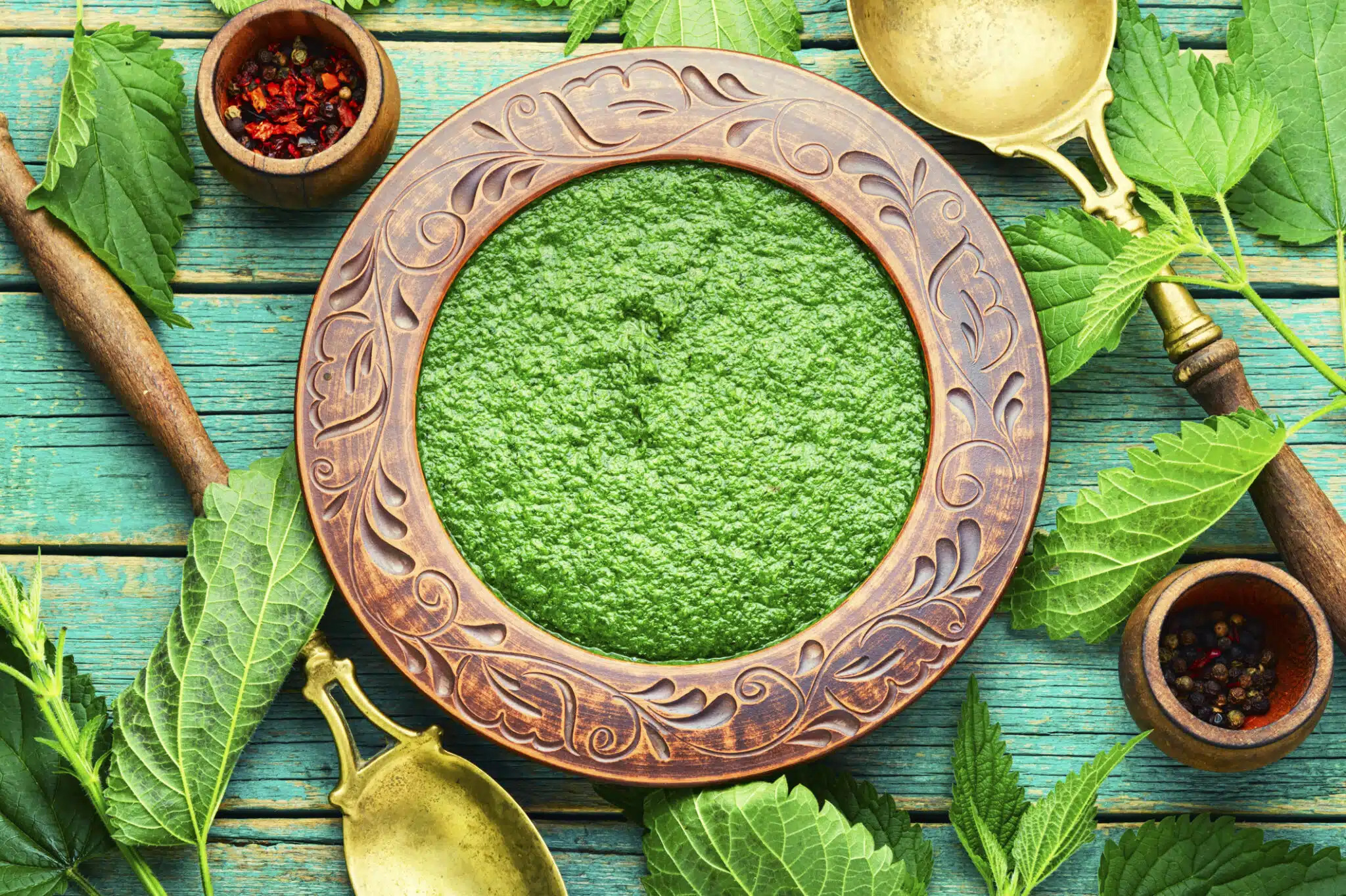 soupe d'orties du jardin velout&eacute;