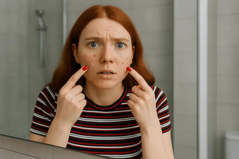 boutons d'acn&eacute; imperfections sur le visage