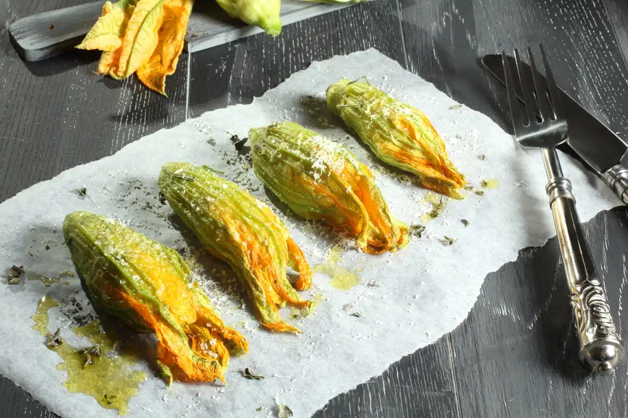 fleurs de courgette farcies &agrave; la ricotta