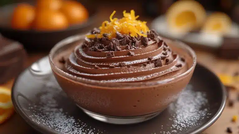 mousse au chocolat maison avec &eacute;corce d'orange