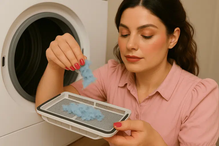 peluche dans le filtre du s&egrave;che-linge recyclage