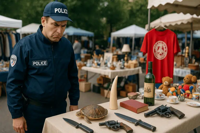 vente d'objets illégaux en brocante ou vide-greniers