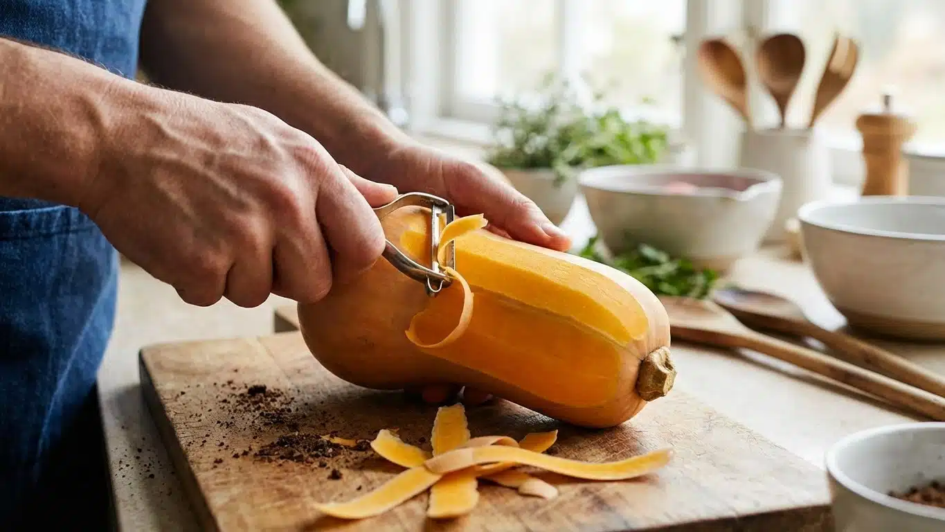 Comment &eacute;plucher une courge butternut facilement (m&eacute;thode simple et rapide)