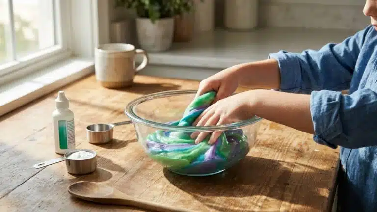 Slime sans borax non toxique : ingr&eacute;dients, pr&eacute;cautions et &acirc;ge recommand&eacute;