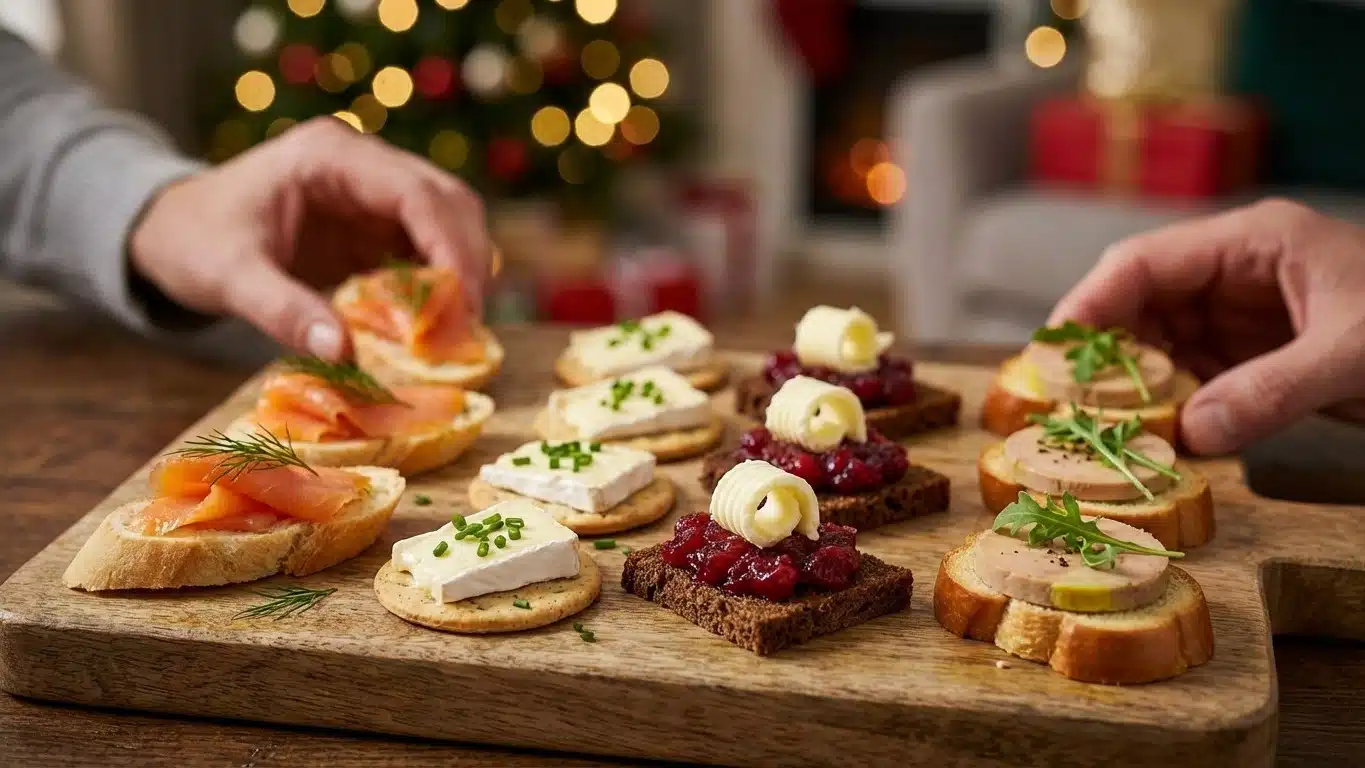 Toasts d&rsquo;ap&eacute;ritif de No&euml;l : 15 recettes simples (saumon, fromage, chutney, foie gras)
