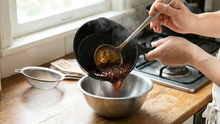Rattraper une sauce au go&ucirc;t de br&ucirc;l&eacute; : transvaser, filtrer, corriger l&rsquo;amertume