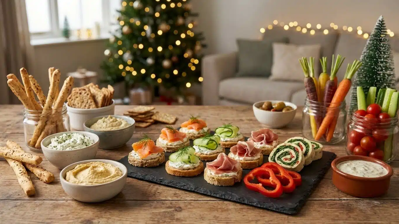 Recettes d&rsquo;ap&eacute;ritif de No&euml;l froid faciles : canap&eacute;s, roul&eacute;s, dips et tartinades