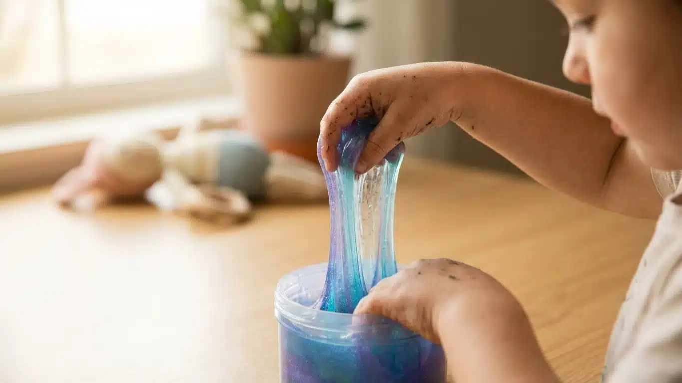 Activit&eacute; manuelle maternelle : slime (sensoriel) et alternatives sans colle