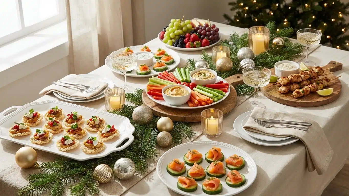 Ap&eacute;ritif de No&euml;l buffet : id&eacute;es pour tous (sans alcool, v&eacute;g&eacute;tarien, sans porc, sans gluten)