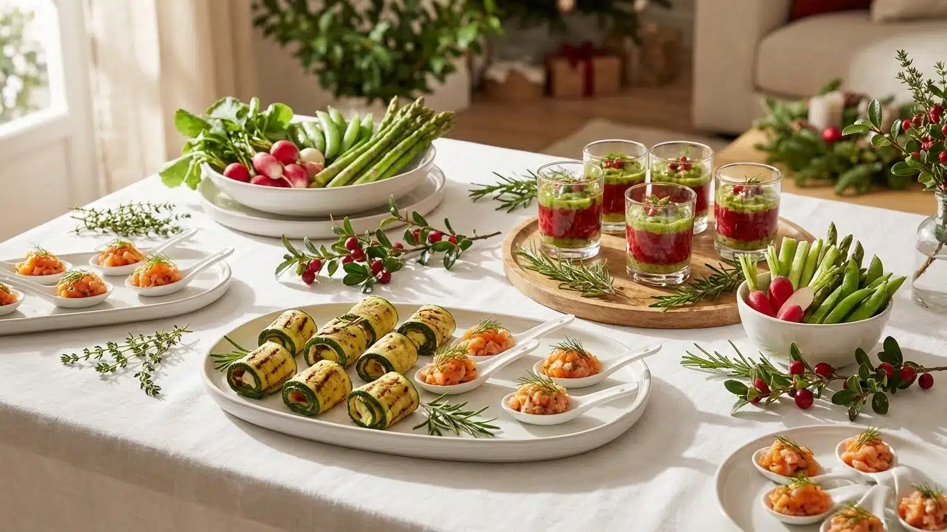 Ap&eacute;ritif de No&euml;l l&eacute;ger pour buffet : 15 recettes fra&icirc;ches (moins gras, plus de l&eacute;gumes)