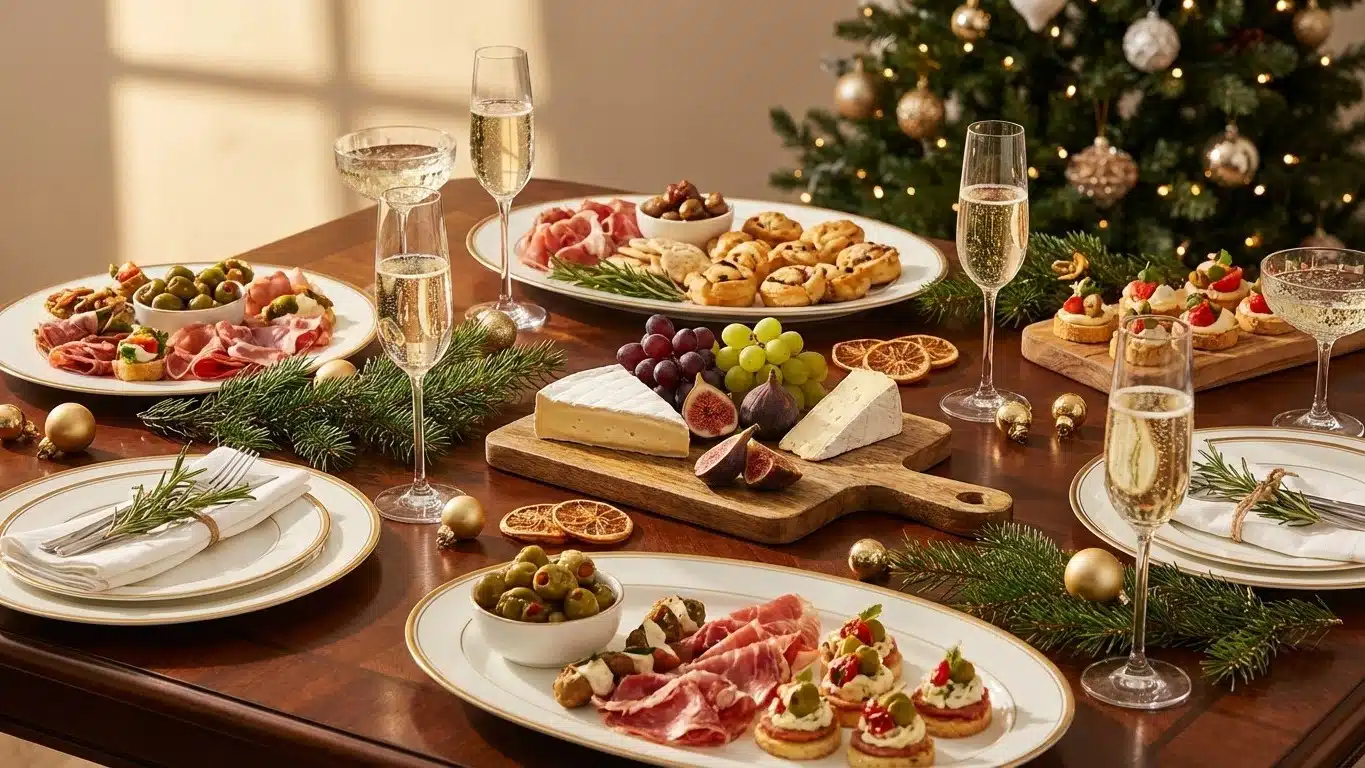 Buffet ap&eacute;ritif de No&euml;l : quantit&eacute;s par personne, organisation, timing et liste de courses