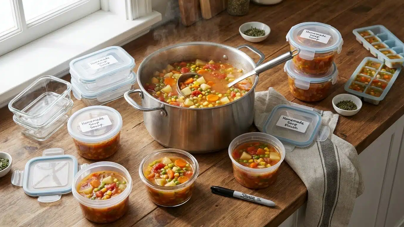 Congeler de la soupe maison en portions : m&eacute;thode et contenants