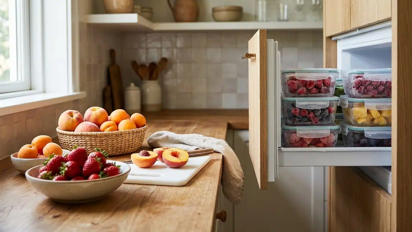 Congeler les fruits d'&eacute;t&eacute; pour l'hiver : fraises, p&ecirc;ches, abricots