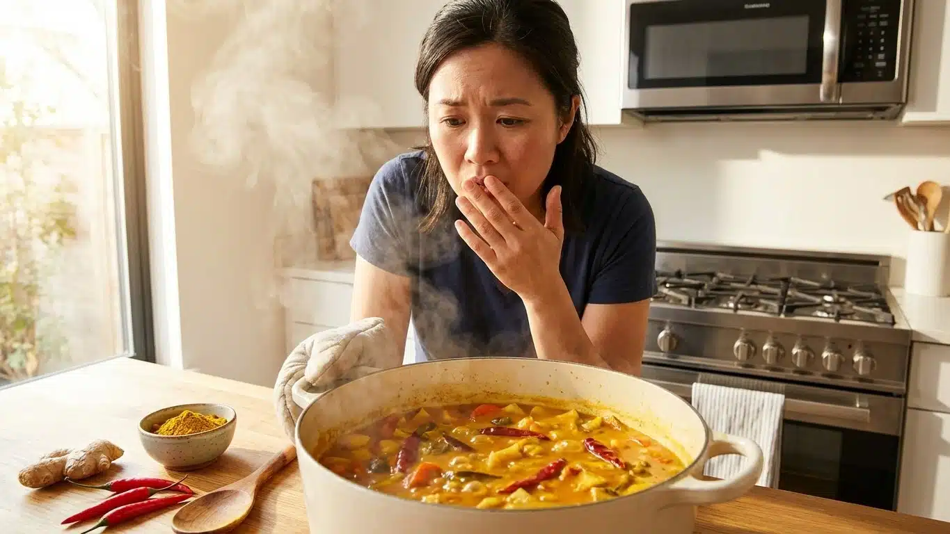 Rattraper un plat trop &eacute;pic&eacute; : r&eacute;duire le feu, adoucir et r&eacute;&eacute;quilibrer