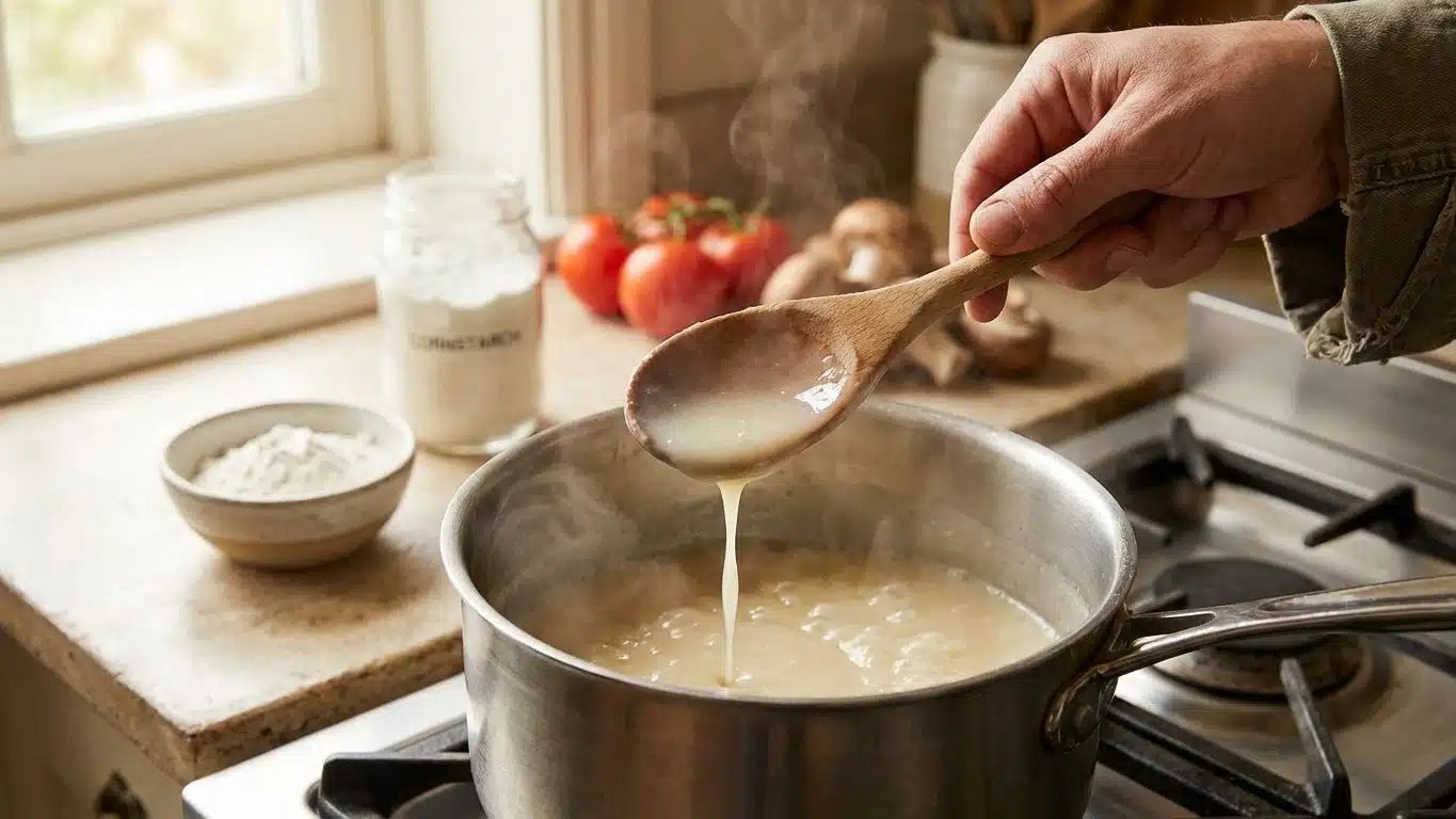 Rattraper une sauce trop liquide : &eacute;paissir correctement (farine, f&eacute;cule, r&eacute;duction)