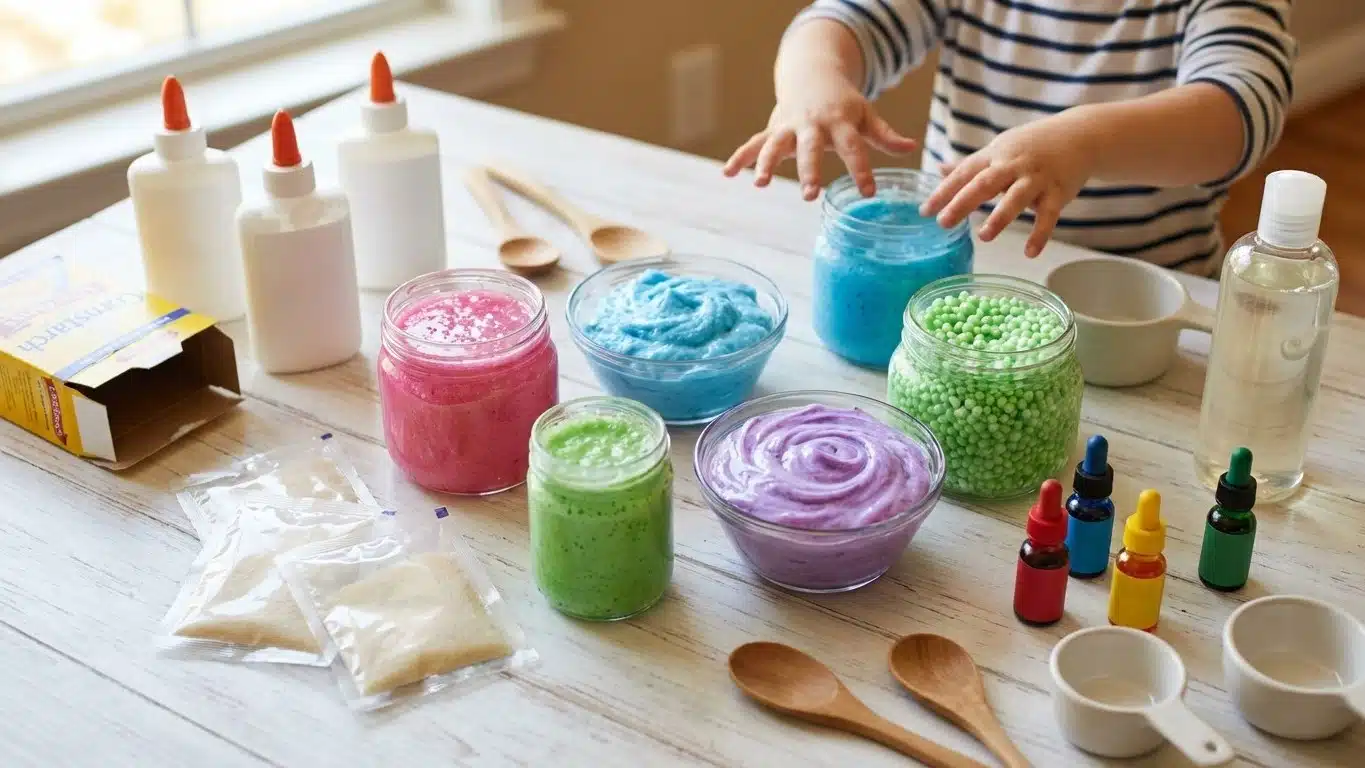 Recettes de slime faciles pour enfants (sans borax) : 6 variantes qui marchent