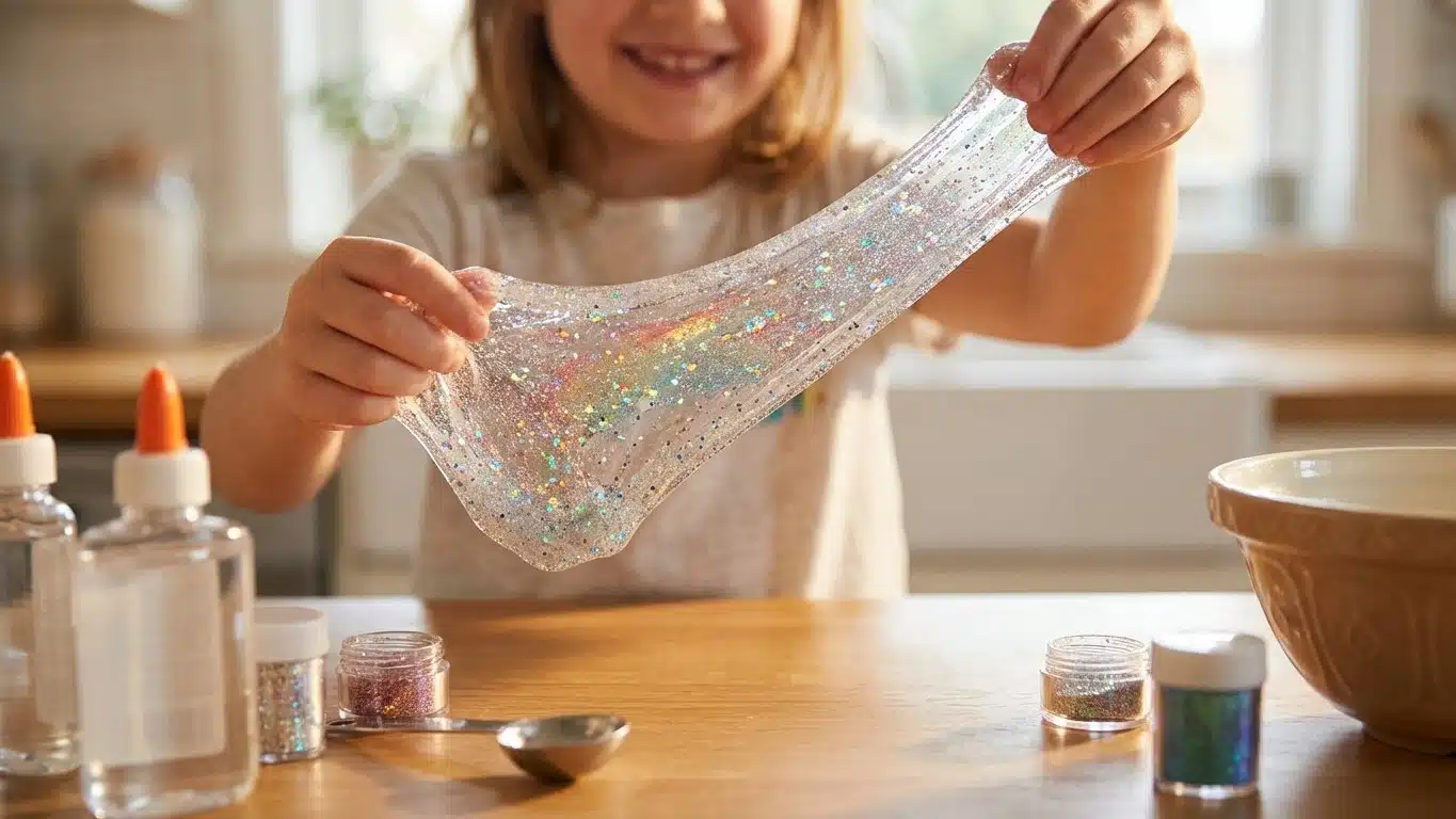 Slime paillet&eacute; : recette et dosages pour une texture brillante