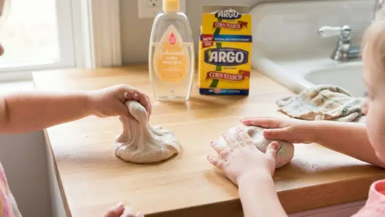 Slime shampoing + Ma&iuml;zena : recette rapide (texture p&acirc;teuse) pour les petits