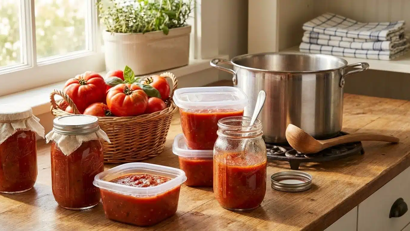 Congeler sa sauce tomate maison : bocaux, portions et dur&eacute;e