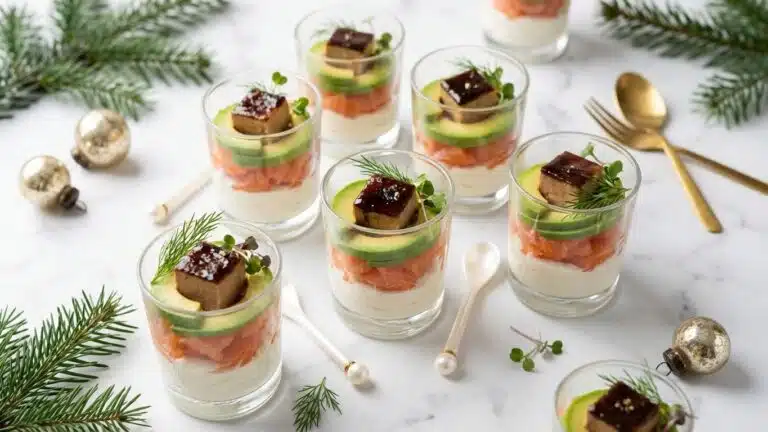 Verrines d&rsquo;ap&eacute;ritif de No&euml;l &agrave; l&rsquo;avance : id&eacute;es pr&ecirc;tes &agrave; dresser (saumon, avocat, foie gras)