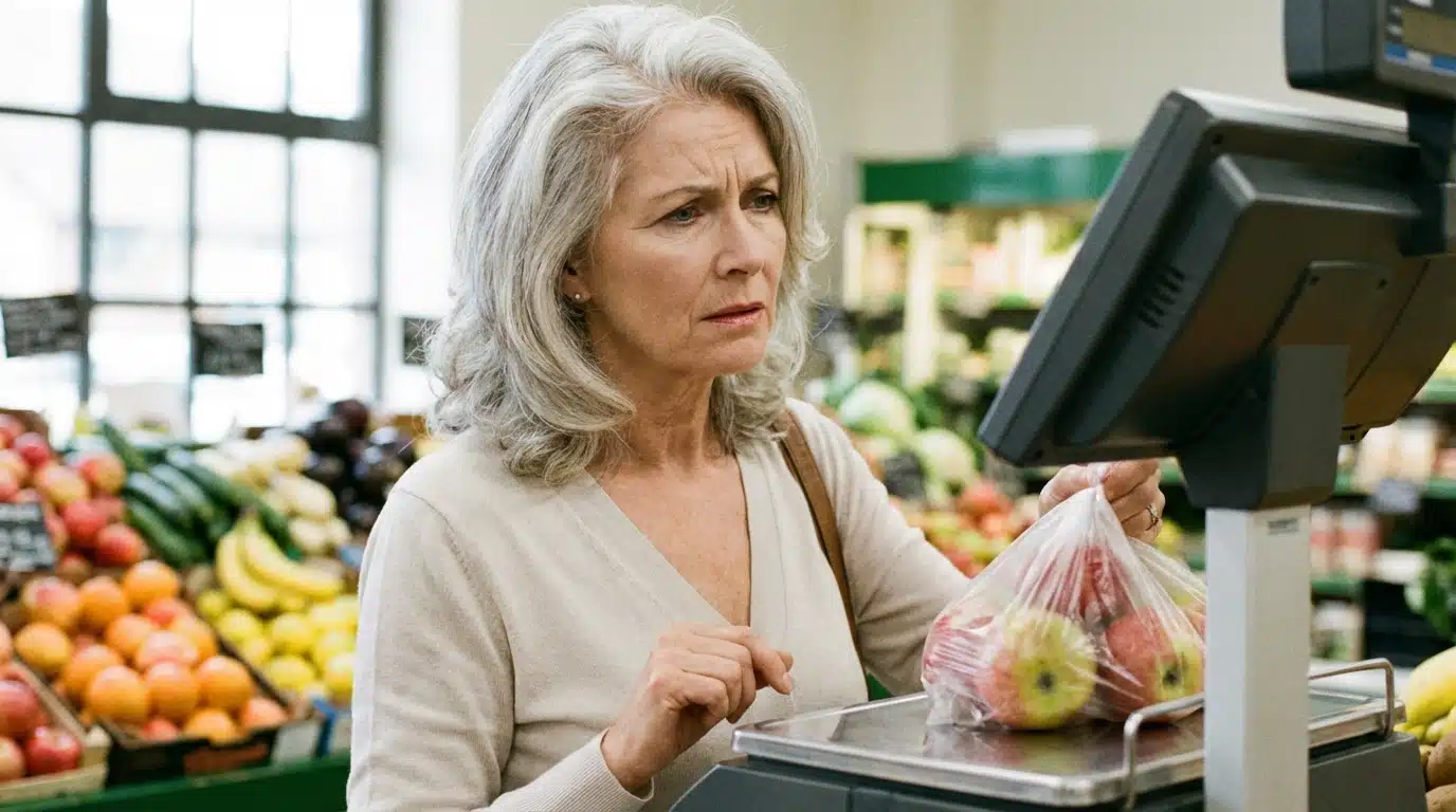 peser fruits et l&eacute;gumes supermarch&eacute;