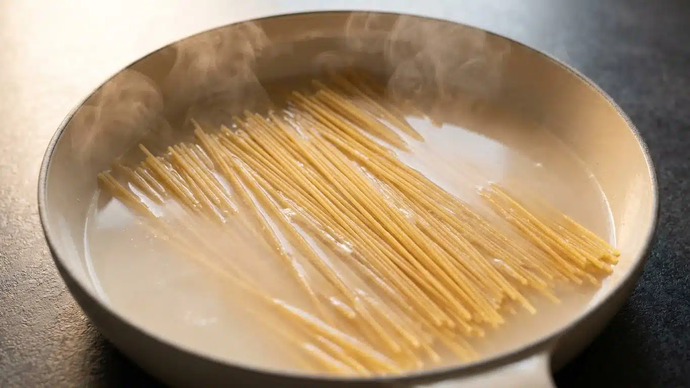 Fini la grande casserole d'eau bouillante pour les p&acirc;tes : d&eacute;marr&eacute;es &agrave; froid dans un fond d'eau, l'amidon concentr&eacute; les re...