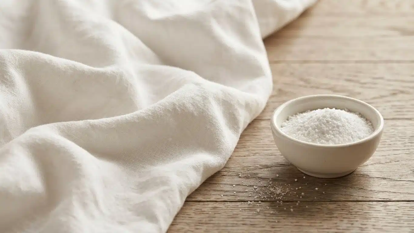 Fini la javel qui fixe le jaune sur le linge blanc : cette poudre &agrave; moins de 5 &euro; blanchit sans virer, m&ecirc;me sur les vieux d...