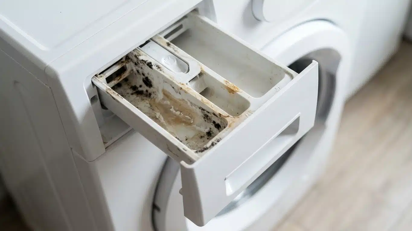 Fini le linge qui ressort avec une odeur bizarre : ce bac que personne ne retire cache un d&eacute;p&ocirc;t gras qui recontamine toute...