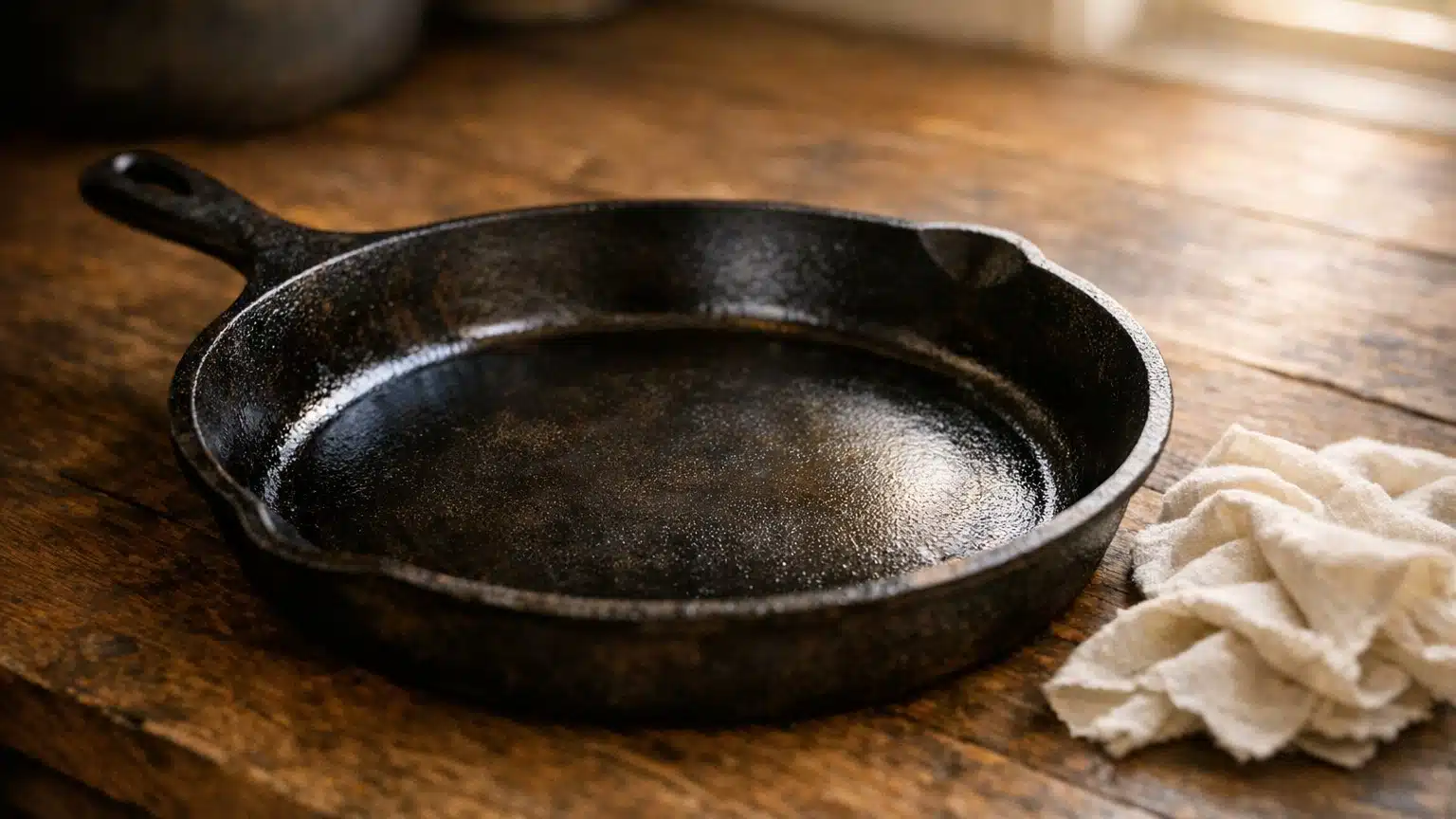 Fini le liquide vaisselle sur la po&ecirc;le en fonte : ce geste tout simple la garde noire et antiadh&eacute;sive pendant des ann&eacute;es