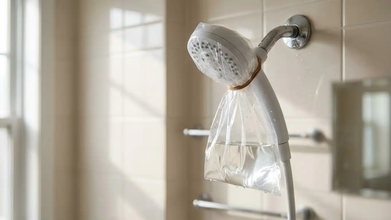Fini le pommeau de douche au d&eacute;bit divis&eacute; par deux : ce geste &agrave; moins de 1 &euro; dissout le calcaire sans rien d&eacute;monter