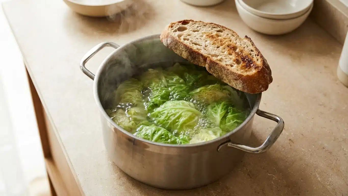 Ma grand-m&egrave;re posait toujours un quignon de pain rassis sur son chou en cuisson et ce n'&eacute;tait pas pour le manger