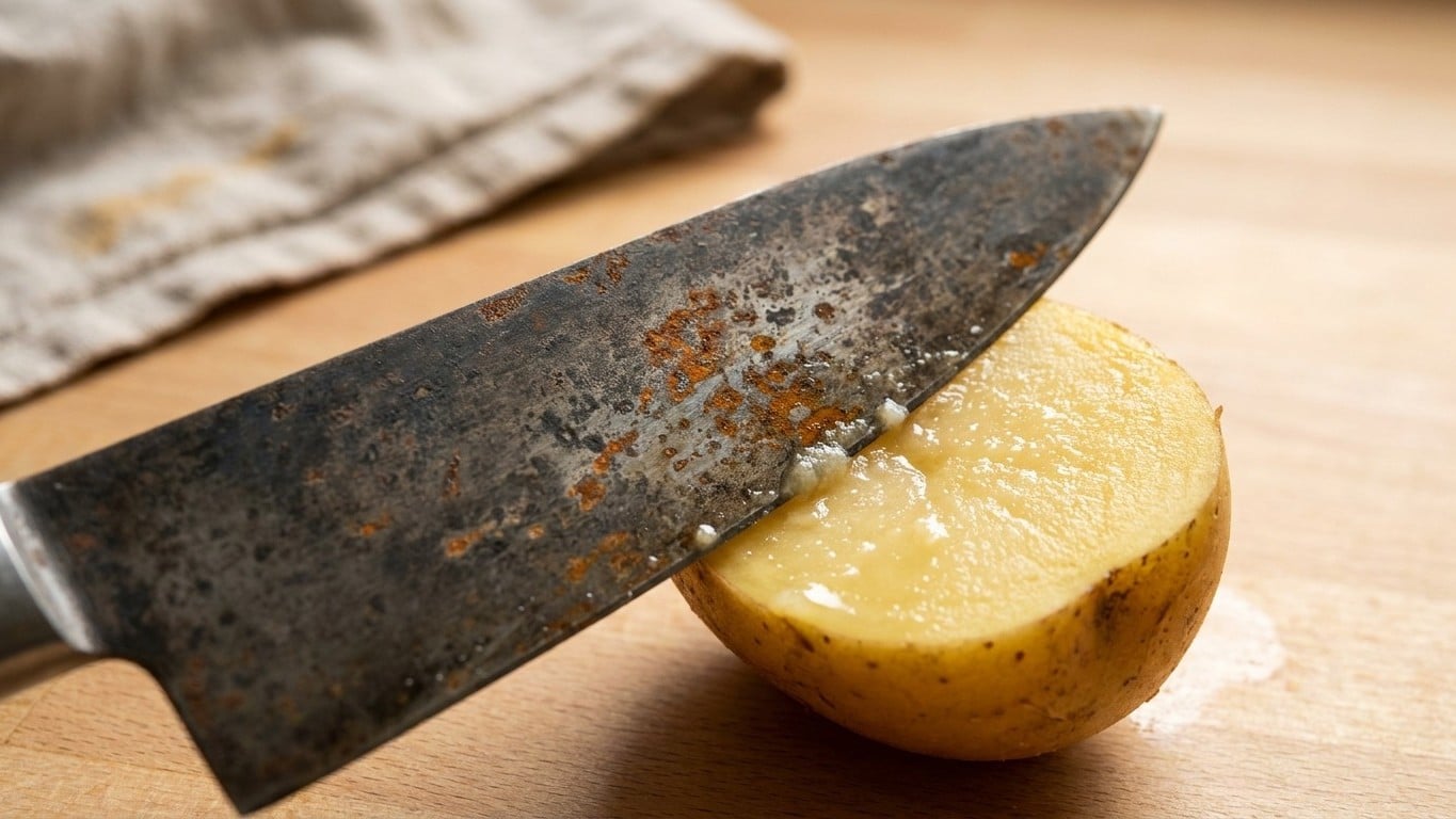 Mon grand-p&egrave;re frottait toujours ses couteaux rouill&eacute;s avec une demi-pomme de terre et ce n'&eacute;tait pas pour les nettoyer vi...