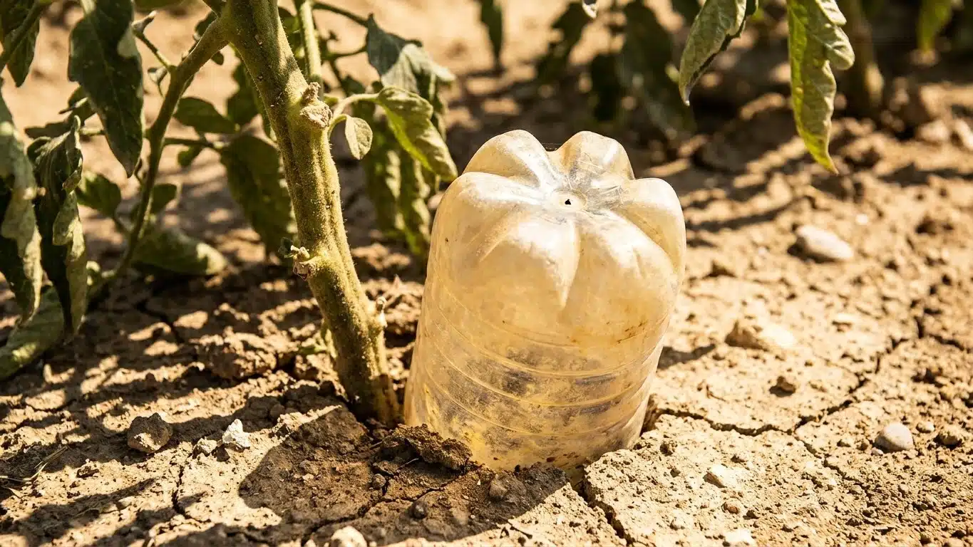 Mon voisin retourne toujours une bouteille plastique au pied de ses tomates par 35&deg;C et ce n'est vraiment pas pour les arr...