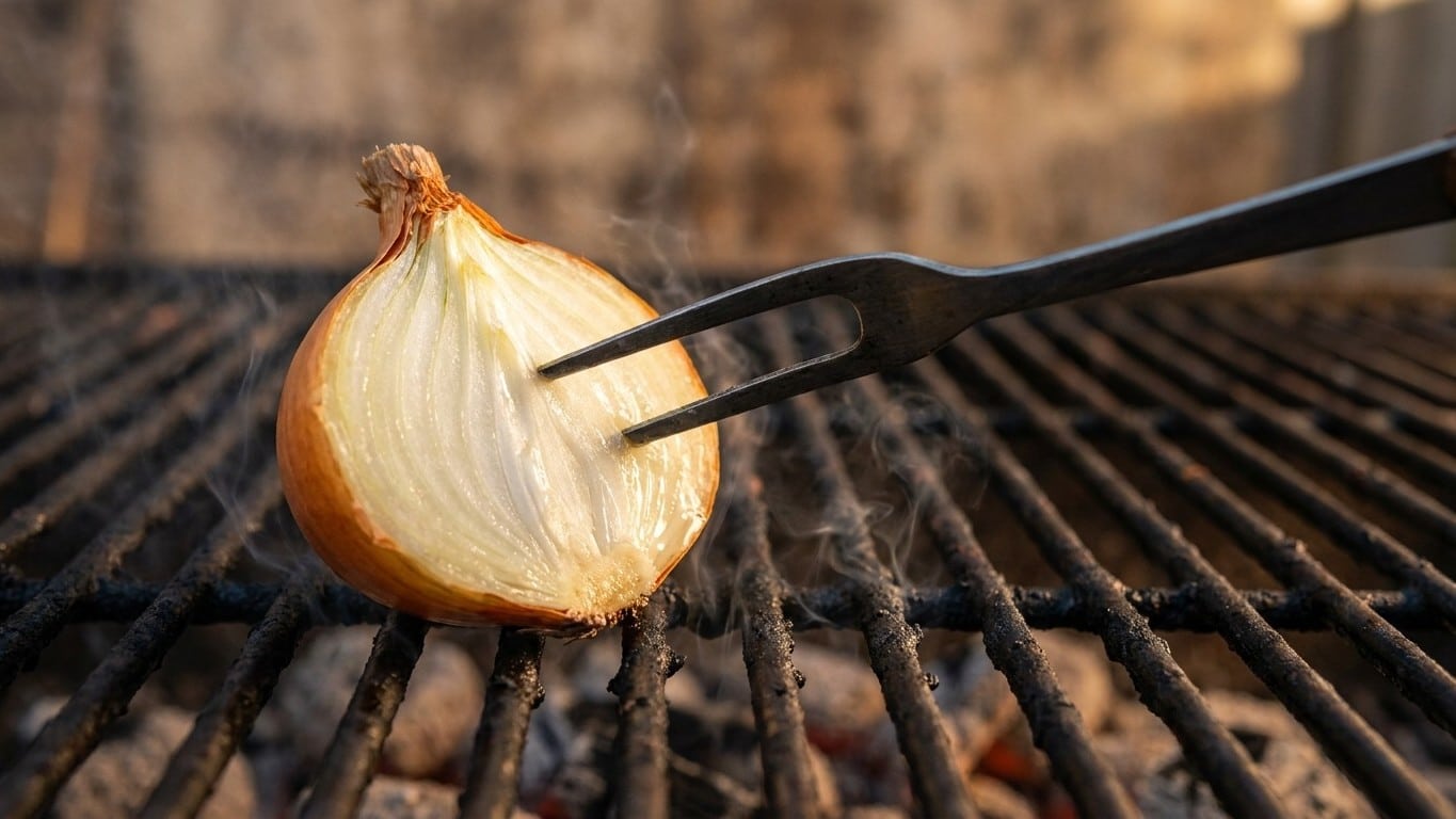 Fini la grille de barbecue encrass&eacute;e de sucs br&ucirc;l&eacute;s : ce que les anciens frottaient &agrave; chaud d&eacute;colle tout et emp&ecirc;che m&ecirc;me l...