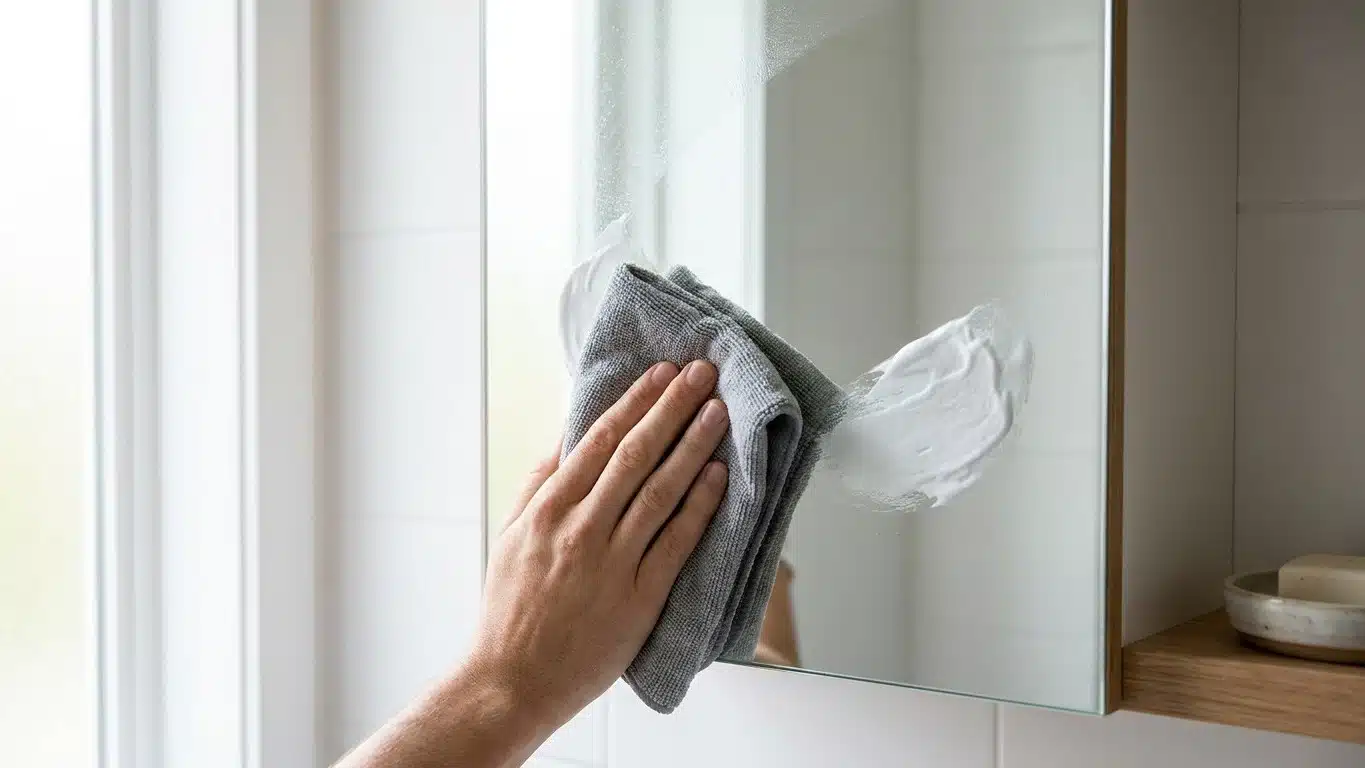 Fini le miroir de salle de bain couvert de bu&eacute;e apr&egrave;s chaque douche : ce produit que vous avez d&eacute;j&agrave; dans votre trousse lai...