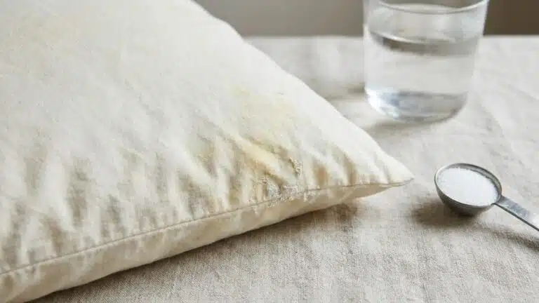 Fini les oreillers jaunis que le bicarbonate ne blanchit jamais : voici ce que les pros dissolvent &agrave; 60 &deg;C pour d&eacute;coller l...