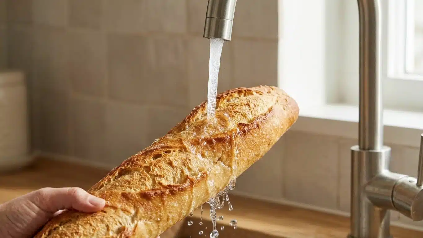 J'ai pass&eacute; ma baguette rassis sous le robinet avant de l'enfourner : quand je l'ai sortie 5 minutes plus tard, j'ai eu du ...