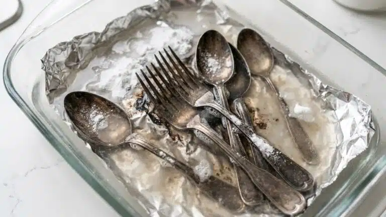 &laquo; Je pensais que mes couverts &eacute;taient bons &agrave; jeter &raquo; : depuis qu'on m'a montr&eacute; ce bain &agrave; la feuille d'aluminium, l'argente...