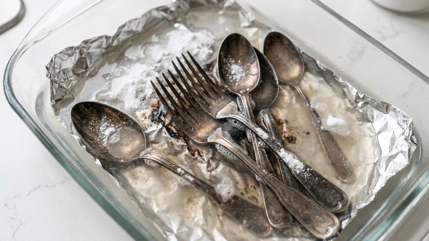 &laquo; Je pensais que mes couverts &eacute;taient bons &agrave; jeter &raquo; : depuis qu'on m'a montr&eacute; ce bain &agrave; la feuille d'aluminium, l'argente...
