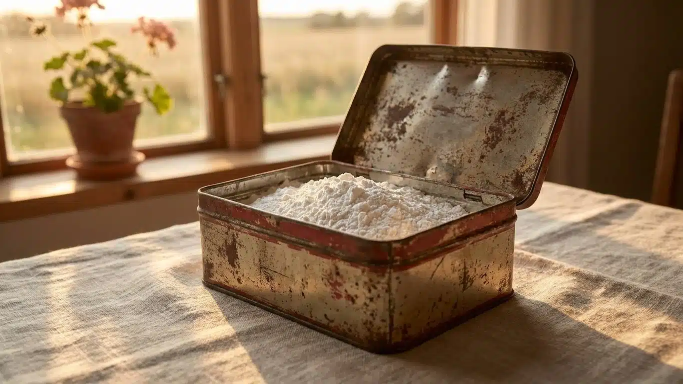 Ma grand-m&egrave;re ne partait jamais marcher l'&eacute;t&eacute; sans sa petite bo&icirc;te de f&eacute;cule de ma&iuml;s et ce n'est pas pour la cuisine