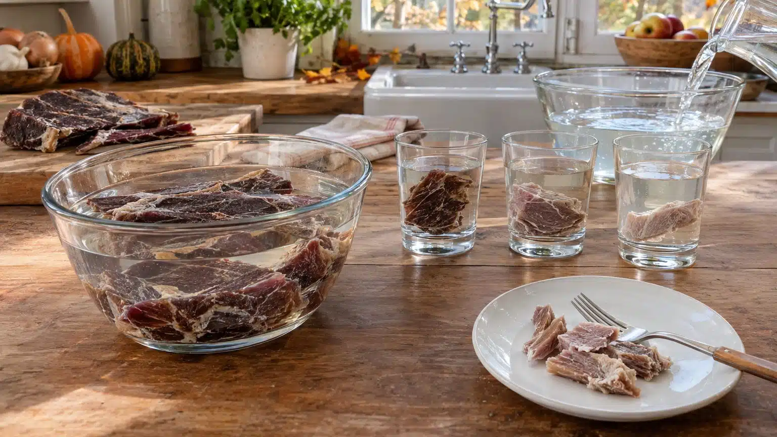 Dessaler viande s&eacute;ch&eacute;e : temps de trempage, eau &agrave; changer, r&eacute;sultat