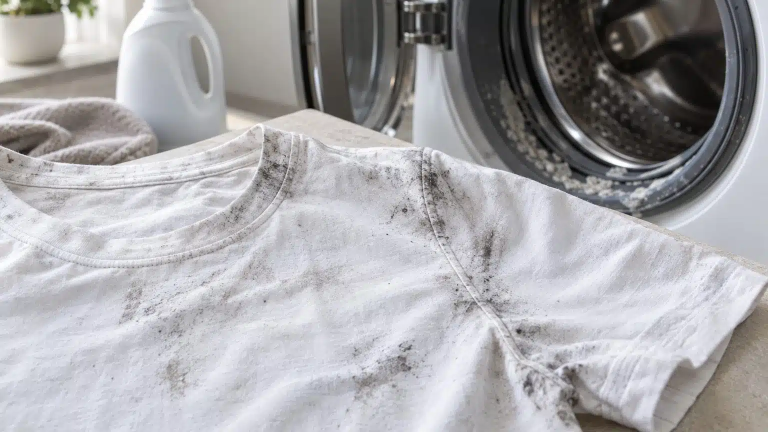 Taches grises ou noires sur le linge apr&egrave;s lavage : origine et traitement