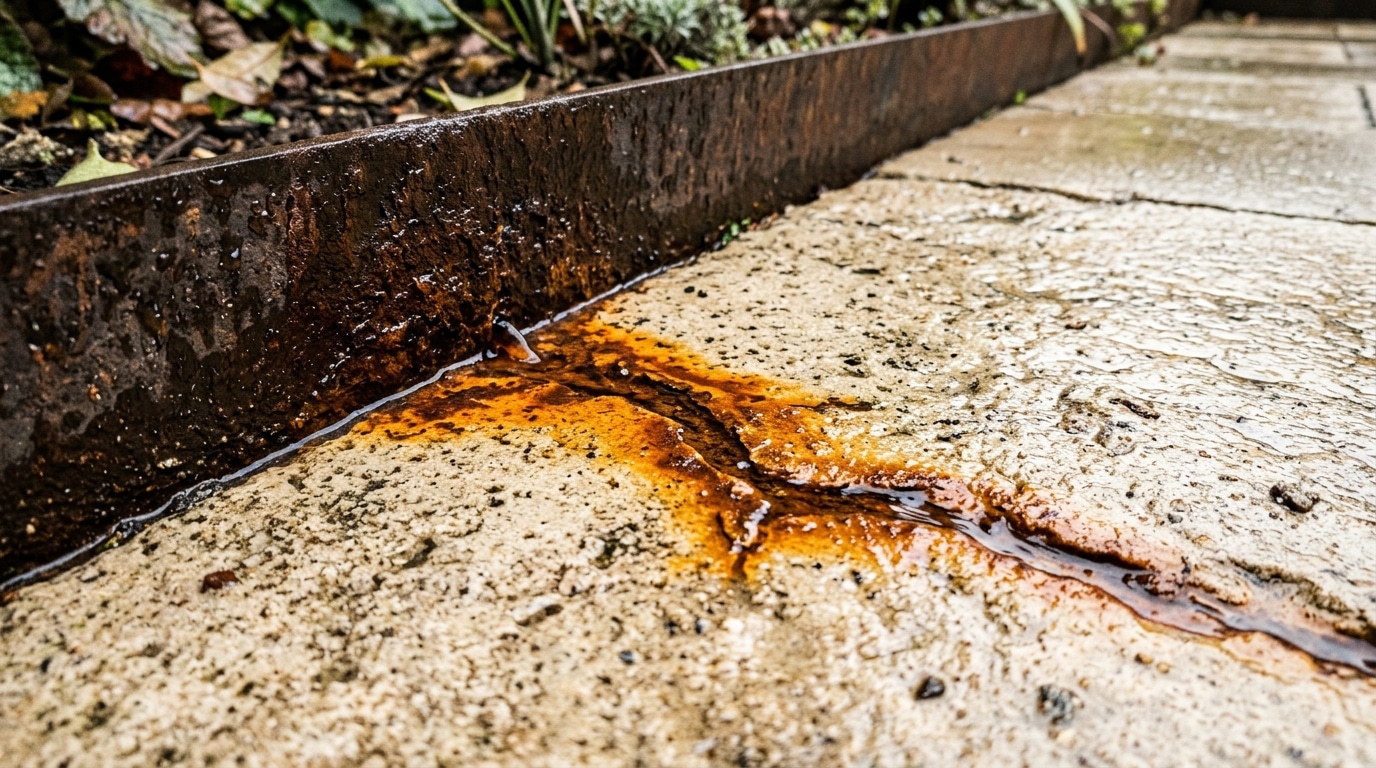 Votre terrasse claire se marque après une averse ? Voici ce que les paysagistes regardent au pied des bordures en corten