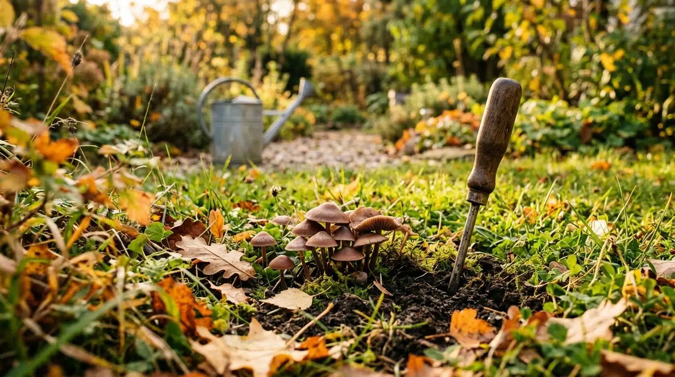 Champignons sur la pelouse : enfoncez un tournevis à côté et regardez